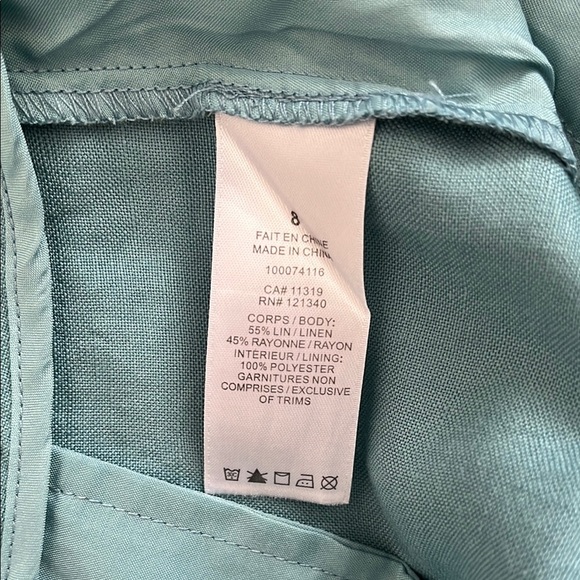 DYNAMITE Yasmin Straight Leg Linen Pants Turquoise, Size 8 - Picture 5 of 14